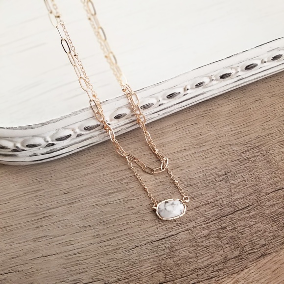 🆕 Boho Layered Semi Precious Stone Necklace on Silver Chain - Picture 4 of 5